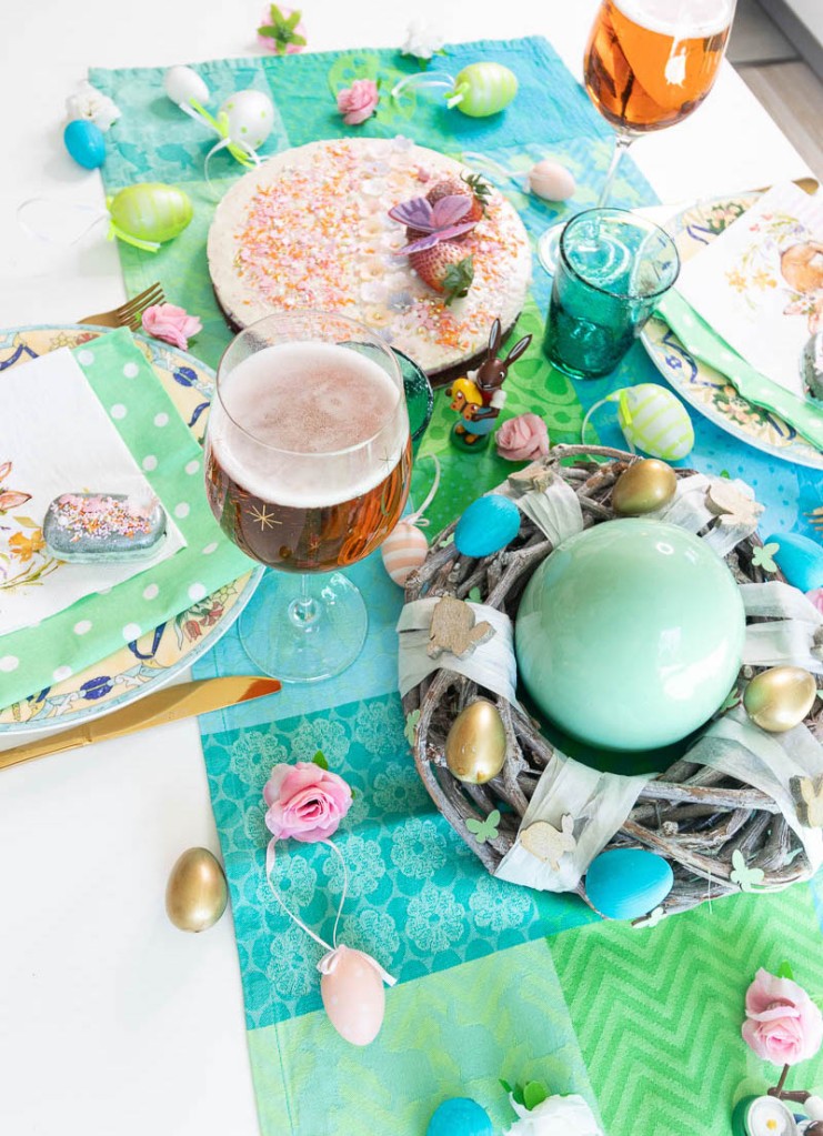 magical teal and gold Easter table