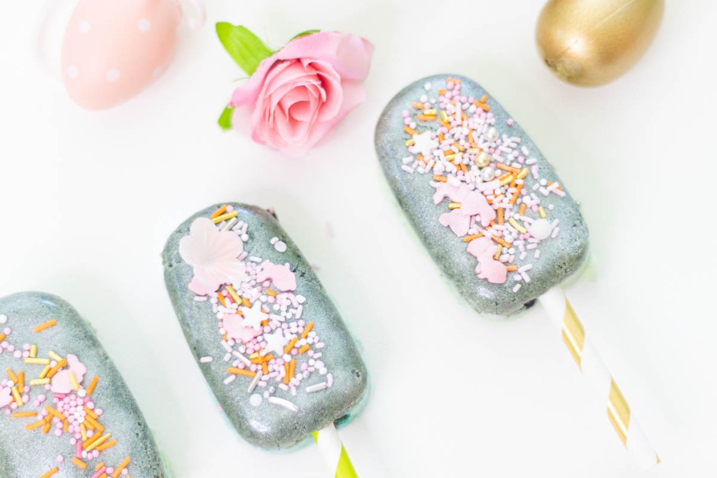 easter cakesicle with happy sprinkles